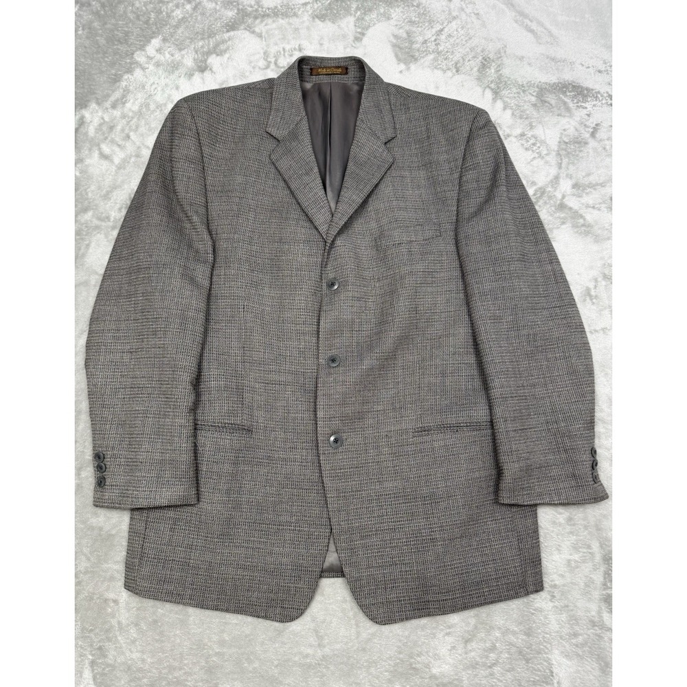Vintage Franco Tassi Blazer Jacket Mens 42R Gray 100% Wool Sport Coat Casual 90s